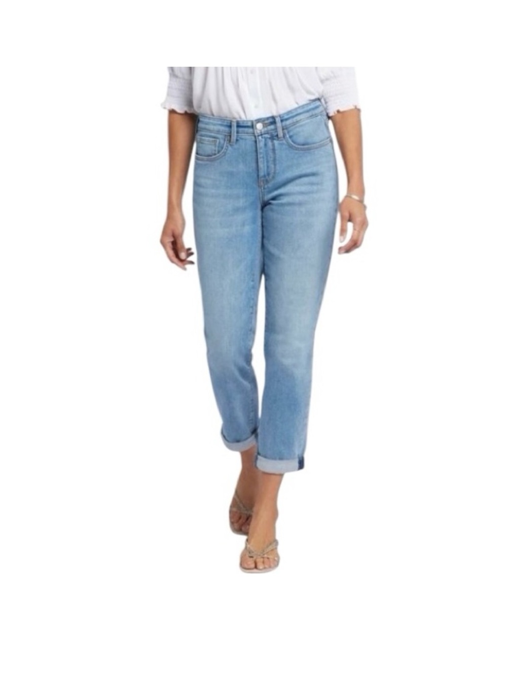 NYDJ Light Blue Margot Boyfriend Jeans, Cool Embrace, Size 8